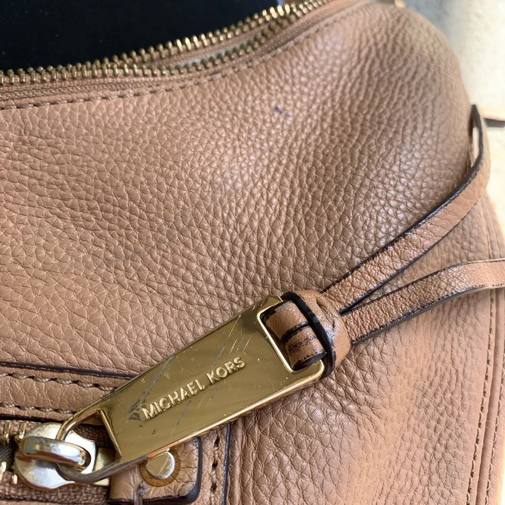 Michael Kors Tan Hobo Bag with Gold Zipper